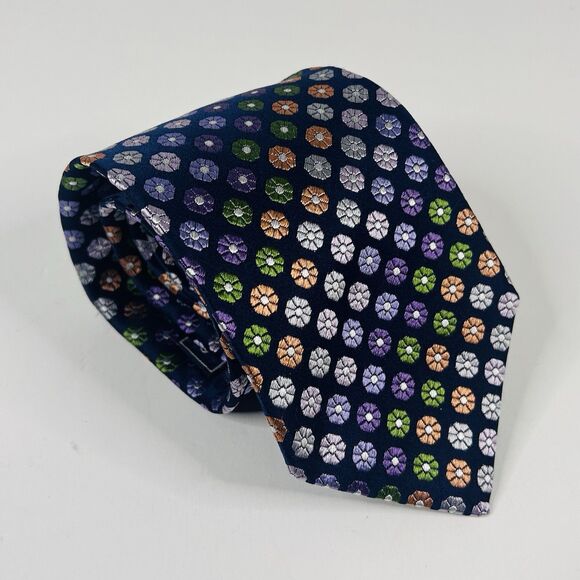 Gianni Orvietto 100% Silk Necktie Tie Vintage Floral Purple 3 1/2 x 62 1/2 - Picture 1 of 3